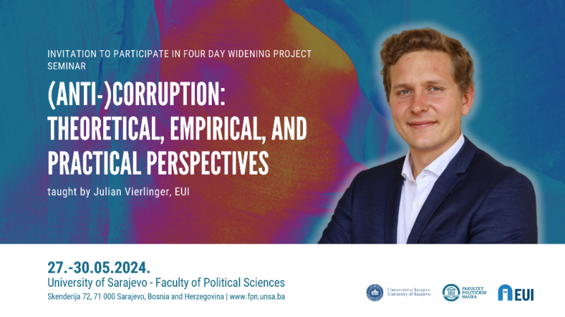 Poziv za učešće na seminaru "(Anti-)Corruption: Theoretical, Empirical, and Practical Perspectives" | Julian Vierlinger, EUI