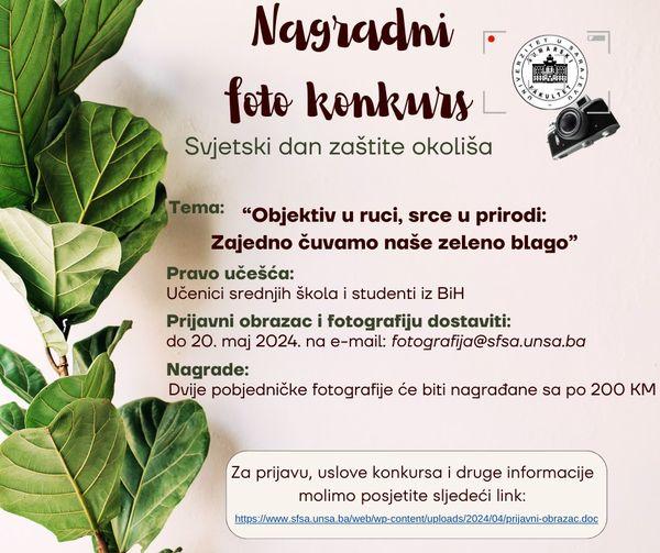 Šumarski fakultet UNSA | Nagradni konkurs za najbolju fotografiju u povodu Svjetskog dana zaštite okoliša 