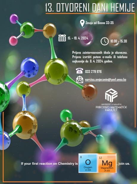 13. otvoreni dani hemije | Prirodno-matematičkog fakulteta Univerziteta u Sarajevu