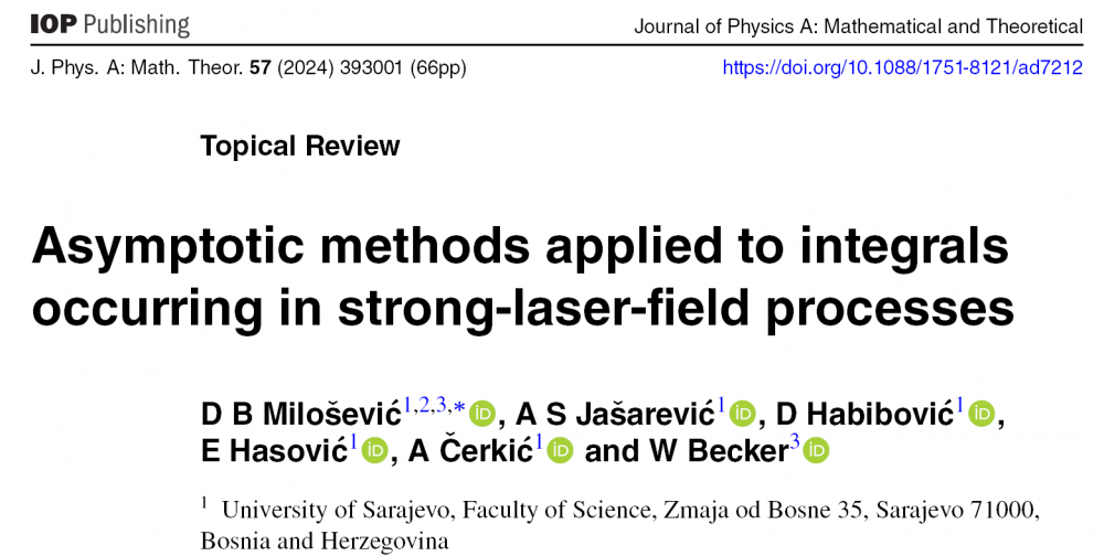 Objavljen pregledni naučni rad u časopisu  Journal of Physics A: Mathematical and Theoretical