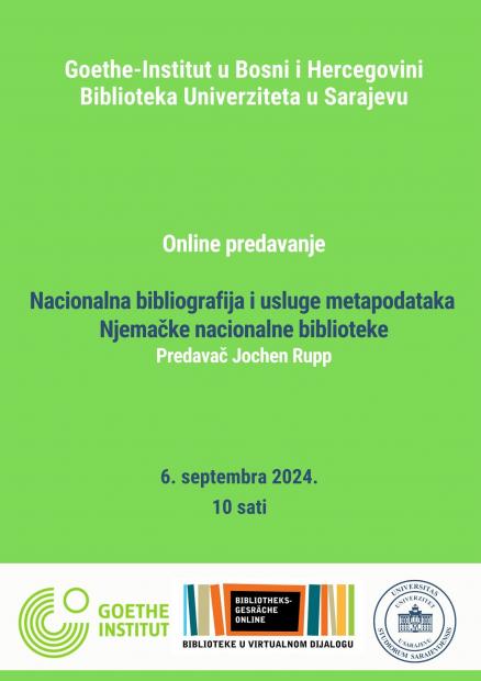 Online predavanje "Nacionalna bibliografija i usluge metapodataka Njemačke nacionalne biblioteke" predavača Jochena Ruppa