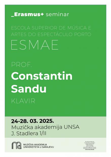 Profesor klavira Constantin Sandu sa ESMAE Porto na Muzičkoj akademiji UNSA