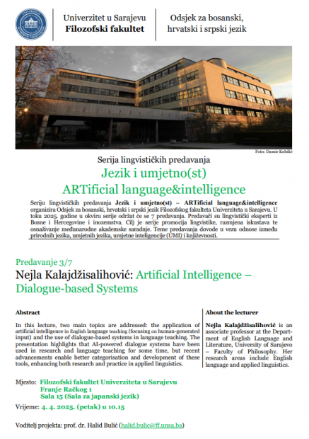 Serija lingvističkih predavanja Jezik i umjetno(st) – ARTificial
