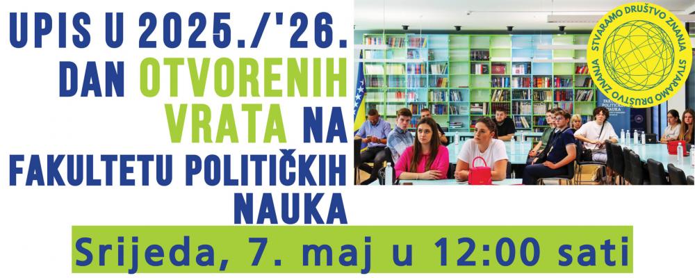 NAJAVA | Dan otvorenih vrata na Univerzitet u Sarajevu – Fakultet političkih nauka