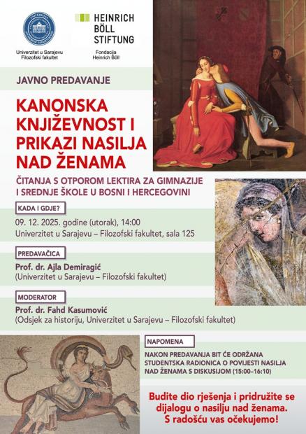 Obavijest o javnom predavanju i edukativnoj radionici na Filozofskom fakultetu UNSA