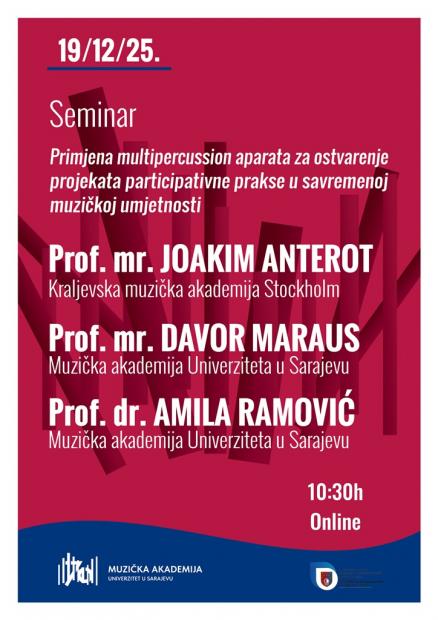 Seminar i koncert u okviru završne faze projekta “Primjena multipercussion aparata za ostvarenje projekata participativne prakse u savremenoj muzičkoj umjetnosti“