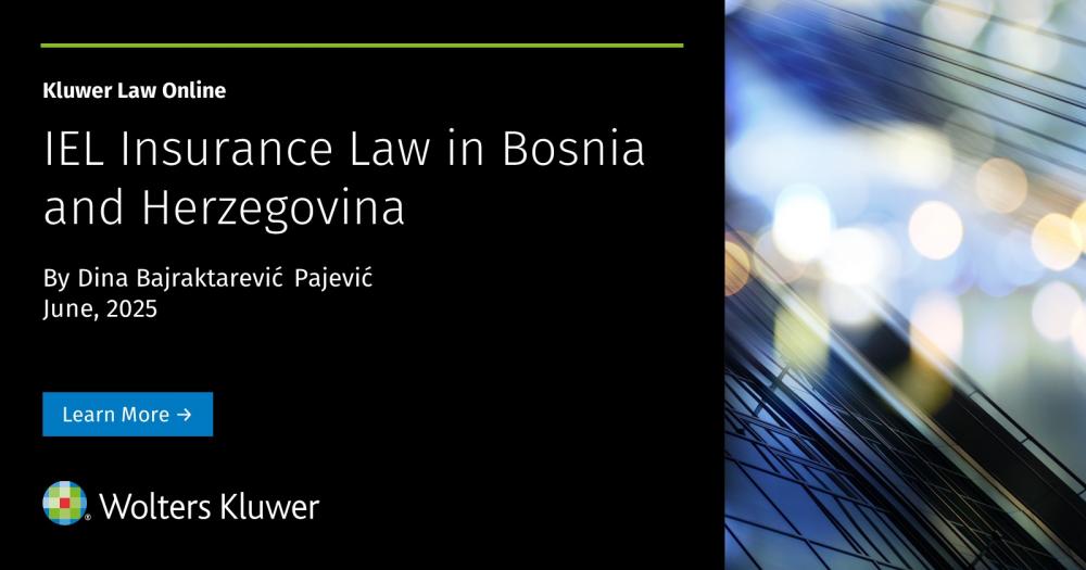 Objavljena monografija „Insurance Law in Bosnia and Herzegovina“ u izdanju Kluwer Law International autorice prof. dr. Dine Bajraktarević Pajević