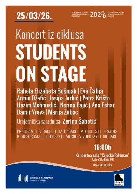 Muzička akademija UNSA i Asocijacija studenata MAS najavljuju dva koncerta iz ciklusa “Students on Stage”