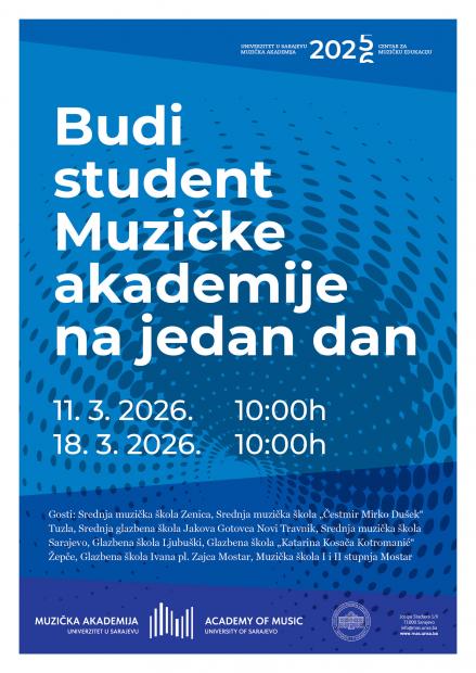 Završena realizacija projekta „Budi student Muzičke akademije na jedan dan“