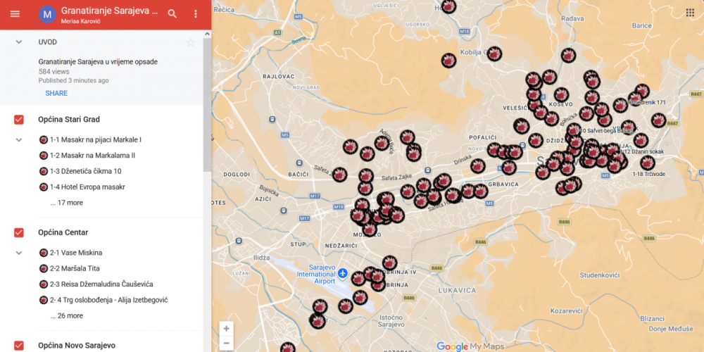 Povodom 34 godine od početka opsade Sarajeva | Interaktivna mapa “Granatiranje Sarajeva u vrijeme opsade”