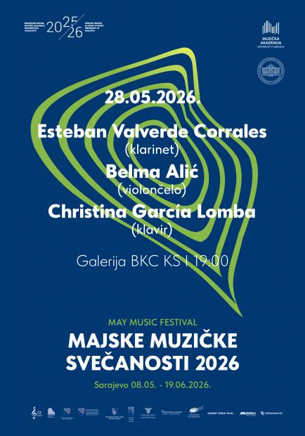 Esteban Valverde Corrales (klarinet), Belma Alić (violončelo) i Christina García Lomba (klavir) na 19. Majskim muzičkim svečanostima