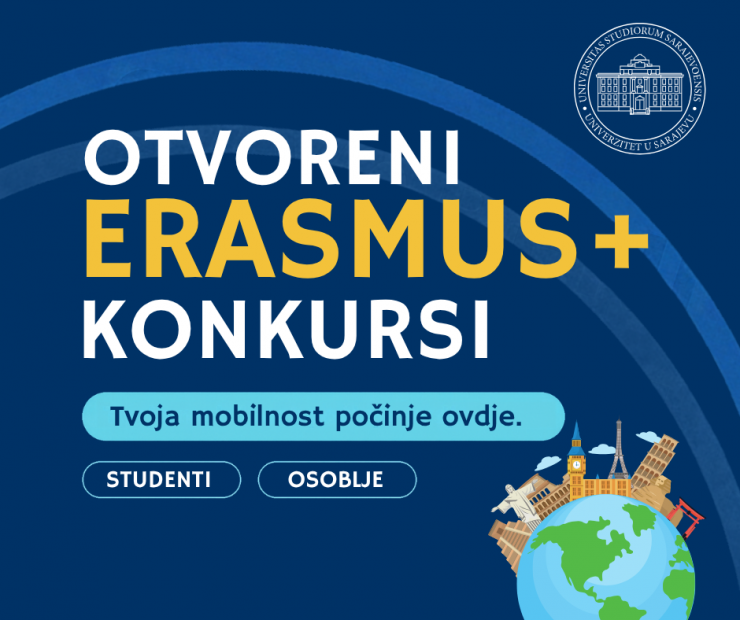 Otvoreni Erasmus+ konkursi za mobilnost studenata i osoblja UNSA