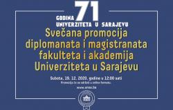 Univerzitet u Sarajevu u subotu promovira 5088 diplomanata i magistranata fakulteta i akademija UNSA