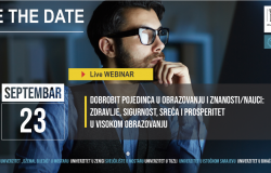 Najava webinara pod nazivom “Dobrobit pojedinca u obrazovanju i znanosti/nauci: zdravlje, sigurnost, sreća i prosperitet u visokom obrazovanju” 