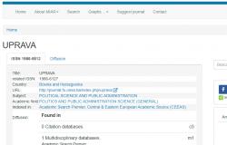 Časopis “Uprava” indeksiran u međunarodnoj bazi “MIAR”