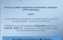 Poziv za jednodnevnu radionicu iz oblasti vještina javnog predstavljanja - studenti studentima