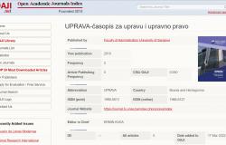 Časopis “Uprava” postao član međunarodne baze OAJI