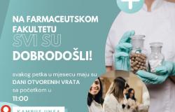 Dani otvorenih vrata na Farmaceutskom fakultetu UNSA svakog petka u maju!