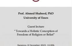 Gostujuće predavanje profesora Ahmeda Shaheeda na Pravnom fakultetu UNSA