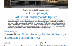 Serija lingvističkih predavanja Jezik i umjetno(st) – ARTificial language&intelligence