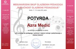 Van. prof. mr. Azra Medić održala je predavanje na međunarodnom skupu glazbenih pedagoga “Budućnost glazbene pedagogije“ koje je održano u online formatu u Kastavu, Hrvatska