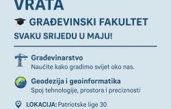 Dani otvorenih vrata – Građevinski fakultet – Svake srijede u maju!