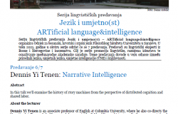 Serija lingvističkih predavanja Jezik i umjetno(st) – ARTificial language&intelligence: Dennis Yi Tenen (Univerzitet Columbia /SAD/)