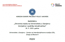 Poziv na radionicu „Otvorena nauka na Univerzitetu u Sarajevu: Inicijative i podrška istraživačima”