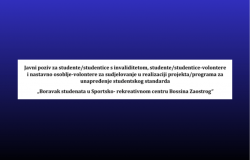 Finalna rang-lista rezultata za boravak u projektu/programu „Boravak studenata u Sportsko-rekreativnom centru Bossina Zaostrog“