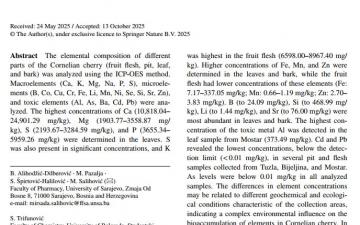 Farmaceutski fakultet UNSA | Naučni rad objavljen u časopisu "Environmental Geochemistry and Health"