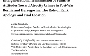 Dr. Mirza Buljubašić i saradnici objavili istraživanje o međugeneracijskim kaznenim stavovima