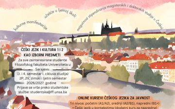 Javni poziv za upis na besplatne kurseve češkog jezika i kulture u studijskoj 2026/2027. godini