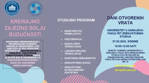 Dani otvorenih vrata Univerziteta u Sarajevu - Fakulteta zdravstvenih studija
